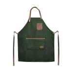 Avental Verde Escuro Couro Marrom Jardinagem Bar Barbearia