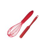 Espatula Confeiteiro Batedor Claras Fouet Silicone Vermelho