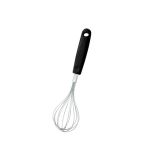 Batedor de Clara Manual Fouet Fios Aço Inox Cabo Preto 28cm