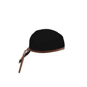 Bandana Preta e Couro Marrom Chapeu Touca Ajustavel Unissex