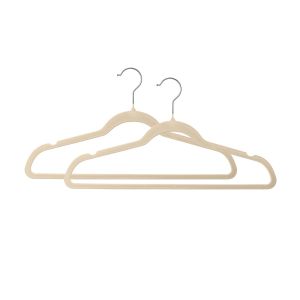 Cabide de Veludo Antideslizante Revestido Closet Bege Nude 2un
