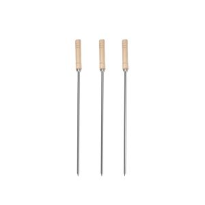 Espeto Trinchante Simples Inox Madeira 75cm Churrasco Kit 3