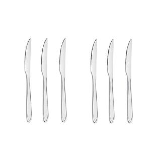 Faca de Mesa Serrilhada Churrasco Talheres Inox Victoria 6un