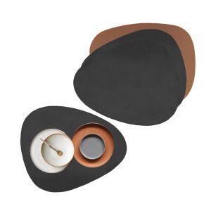 Jogo Americano Organico Dupla Face Preto Marrom Oval 6un