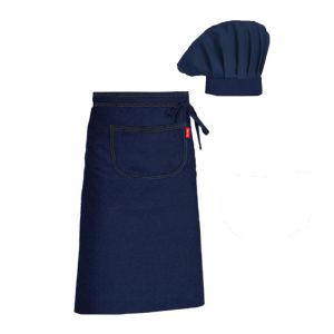 Avental Cintura e Chapeu Cozinheiro Jeans Kit Chef Cozinha 1