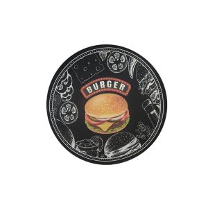 Sousplat Preto Burger Retro Jogo Americano Redondo 1un