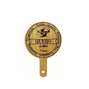 Tabua de Frios Queijos Redonda Bambu Decorada 40cm