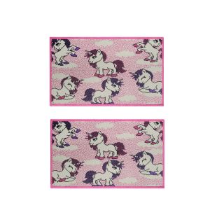 Tapete Infantil Bebe Unicornio Rosa Antiderrapante 80x50cm 2un