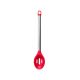 Colher Vazada Silicone Vermelho Cabo Inox Talher Cozinha 1un