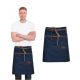 Avental de Cintura Jeans e Couro Barista Chef Bartender 10un