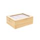 Caixa de Cha Organizador Bambu Tampa Vidro 6 Divisorias
