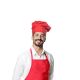 Chapeu de Cozinheiro Vermelho Chef Touca Unissex Ajustavel 1
