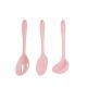 Colher Escumadeira Concha Silicone Rosa Cozinha 3un