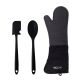 Colher Espatula e Luva Profissional Silicone Preto 3un