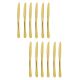 Jogo Faca de Mesa Dourado Ouro Talher Metal Inteiriço 12 un