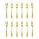 Garfo de Sobremesa Dourado Ouro Talheres Inox Buffet 12un
