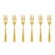 Garfo de Sobremesa Dourado Ouro Talheres Aço Inox 6un