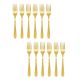 Jogo Garfo de Mesa Dourado Ouro Talher Metal Inteiriço 12 un