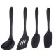 Colher Concha Espatula Silicone Preto Kit Utensilios 4un