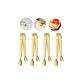 Pegador Dourado Frio Gelo Açucar Mini Pinça Inox Buffet 4un