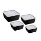 Pote Quadrado Porta Mantimentos Preto BPA Free Kit 4un