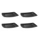 Prato Raso Lanche Preto 20cm Plastico Solido BPA Free 4un