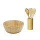 Tigela Bowl Saladeira Bambu Espatulas Colher Kit Utensilios