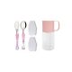 Talheres Infantil e Garrafa de Plastico Tampa Caneca Rosa
