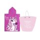 Poncho Infantil Toalha Capuz Unicornio Cesto Lavanderia Rosa